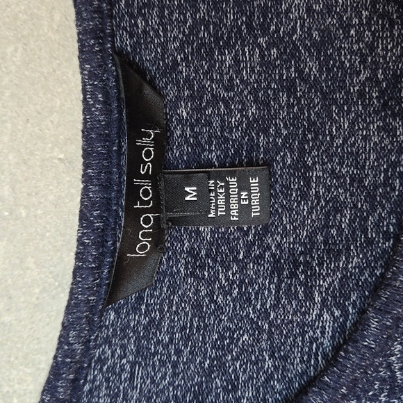Long Tall Sally blue asymmetrical long sleeve lightweight sweater, size medium - Picture 9 of 10